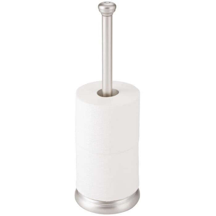 IDesign Kent Dérouleur Papier Toilette Autoportant Avec Couvercle Blanc