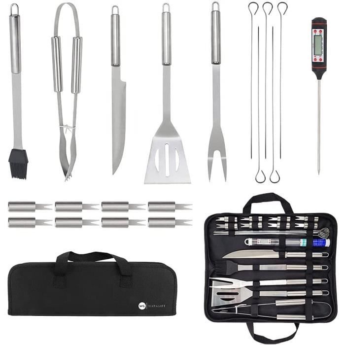 Kit De 3 Ustensiles Barbecue En Inox Enders - Pince, Fourchette, Spatule, Avec Sac De Transport Pliable