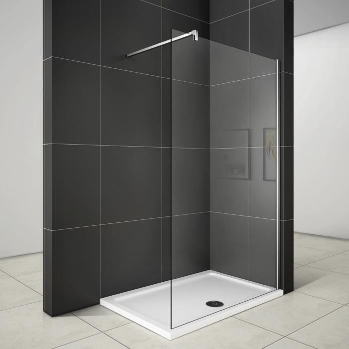 Paroi de douche 100x200cm en 8mm verre anticalcaire et livr/é une barre de fix/é /à plafond