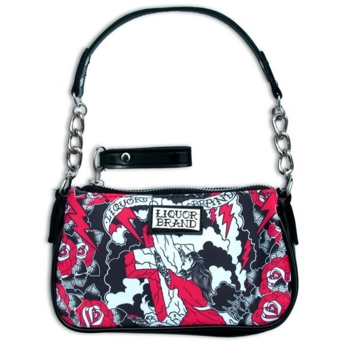 Mini sac a main rockabilly liquor brand avec croix pin up ro