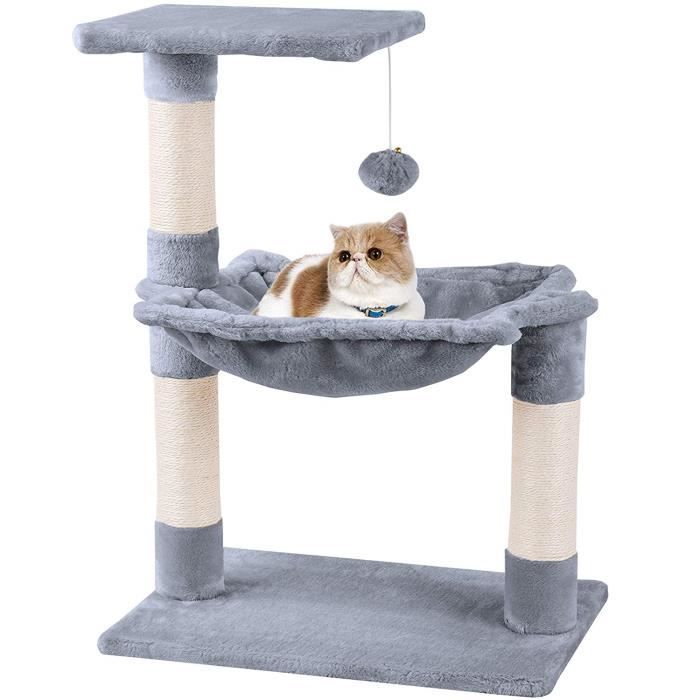 Mc Star Arbre A Chat Griffoir Grande Niche Et Balle Suspendue A Jouer Grattoir Plateforme Sisal 70cm Gris Cdiscount Animalerie