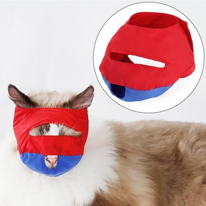 Muselière pour chat - Red - Toilettage respirante - Anti-morsure - Anti-stress - Bain