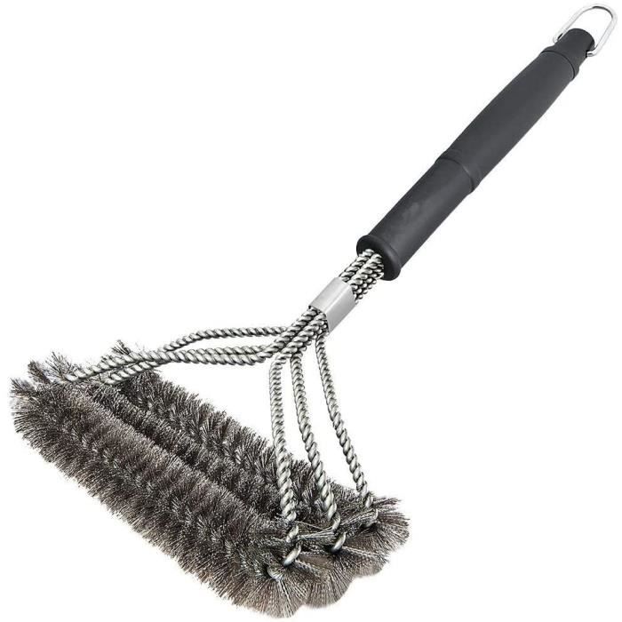 Brosse Barbecue Weber 3 Faces - 30cm Avec Poils Inox Et Manche Ergonomique