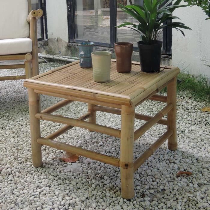 table basse - casatera - bambou - bois clair - carré - ethnique