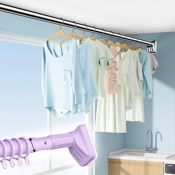 KtbeYTi Tringle à Rideau Télescopique 40-55cm - Argent - Acier Inoxydable, Antidérapante - Pour Douche, Placard
