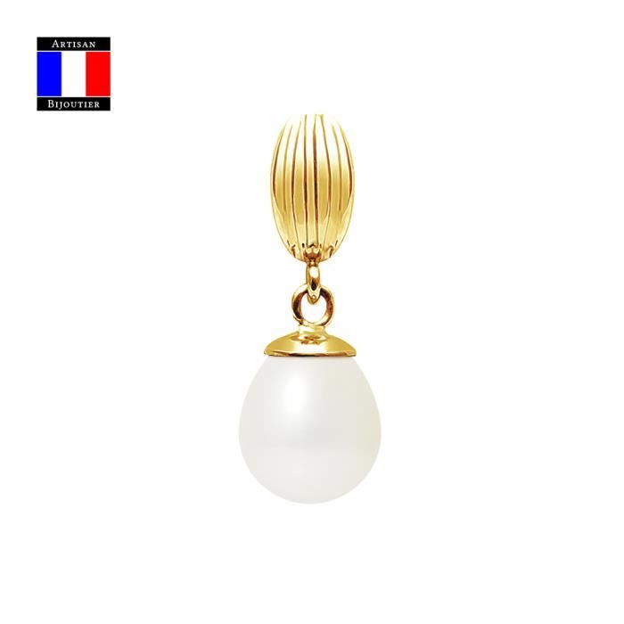 Collier Pendentif Perle Dorée Vintage - Chaîne En Métal Doré, Poinçon à Identifier, Occasion Bon état
