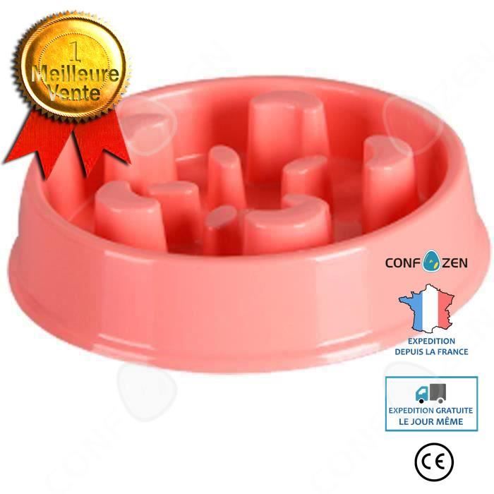 Meilleurs prix pour CONFO Gamelle anti glouton Chien Chat, Gamelle pour chien chat, Distributeur nourriture croquettes chiens, prévention d'obèse - Rose