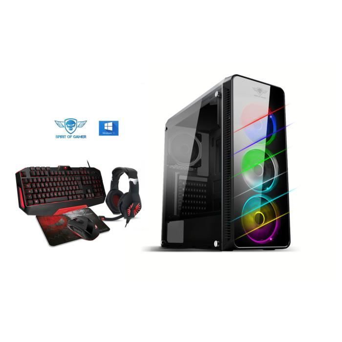 Top achat Ordinateur de bureau Ordinateur Pc Gamer Deathmatch 7 RVB AMD A6 9500 - Mémoire 8Go DDr4 DDr4 - Disque dur SSd 120 + 1To - Clavier Souris Casque Windows pas cher