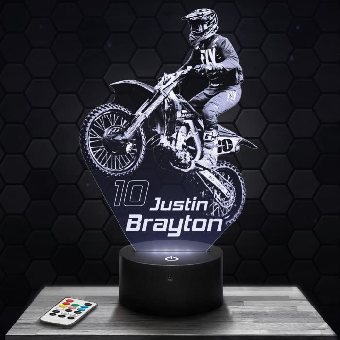 1 lampe de motocross pour moto tout-terrain, lumière LED illusion 3D pour  moto, lampe de décoration de chambre, cadeau d'anniversaire de Noël pour