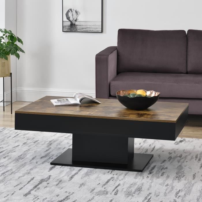 Table Basse de Salon Stylé avec 2 Espaces de Rangement Panneau de Particules 40 x 110 x 60 cm Effet Bois Noir [en.casa]