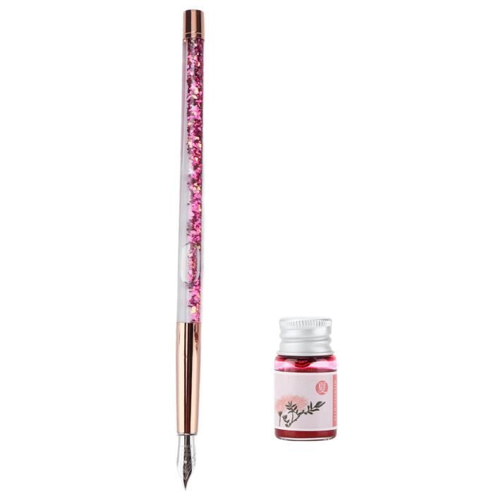 Stylo Plume En Verre Cristal Arc-en-ciel – Avec Encre Colorée, Pour Calligraphie, Décoration, Cadeau Original