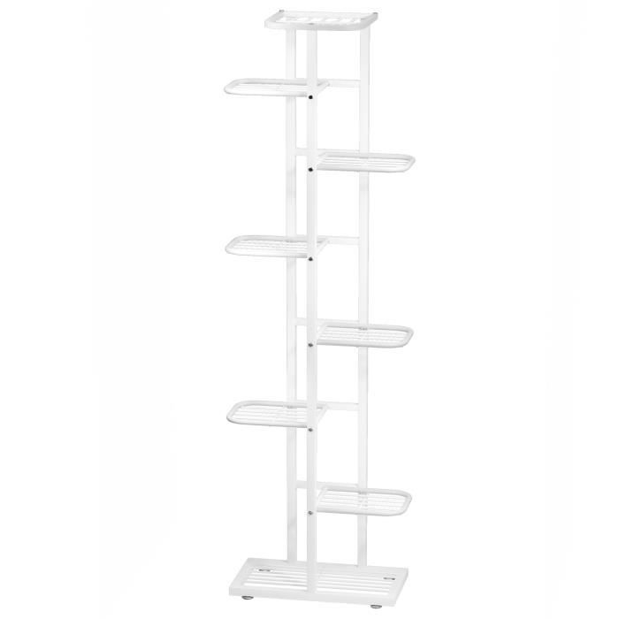 Support de fleurs - FLASIDU - Étagère à 8 niveaux - Métal - Design moderne - Couleur blanche