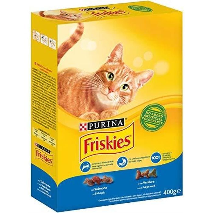 Meilleurs prix pour Croquettes pour Chat Adulte - FRISKIES - Saumon et Légumes - 20 Sacs de 400g - Aliment Complet