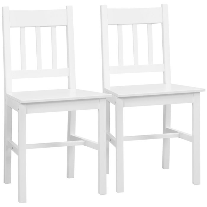 HOMCOM - Lot de 2 chaises de salle à manger - Bois - 41x46.5x85.5cm - Blanc