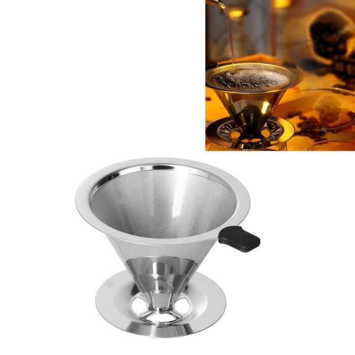 Tbest Goutteur de café Filtre à café en acier inoxydable avec filtre à café en acier inoxydable Tbest Goutteur de café Filtre à café en acier inoxydable avec filtre à café en acier inoxydable