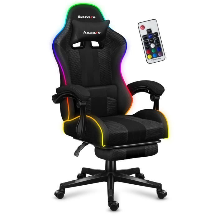 Chaise Gaming HUZARO Force 4.7 RGB mesh Support lombaire Repose pieds Têtière