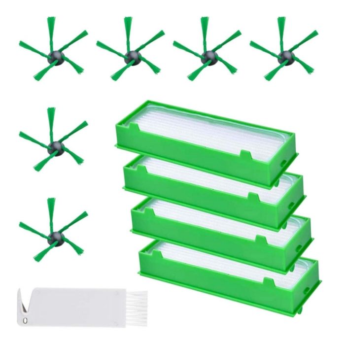 Kit Pièces Rechange Pour Robot Aspirateur Cleanova W11 - 6 Brosses Latérales + 6 Filtres
