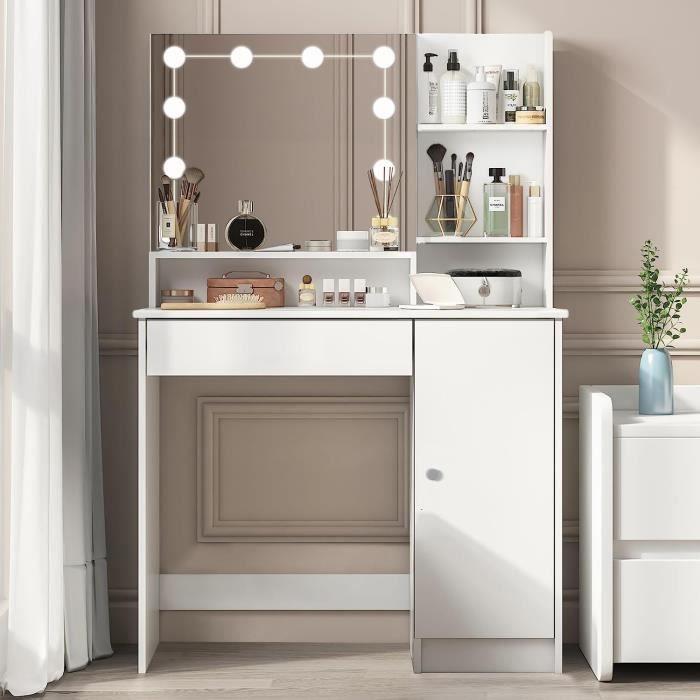 Coiffeuse Avec Miroir Conforama – Gris, Bois, Pour Chambre Adulte, Occasion