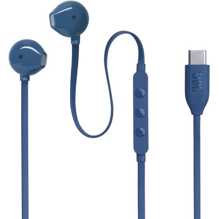 Ecouteurs filaires JBL Tune 305C - USB-C - Prise en charge Hi-Res - Bleu