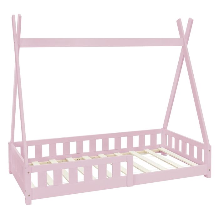 ML-Design Lit dEnfants Tipi Rose avec Protection Contre les Chutes en Bois de Pin Massif 80x160 cm Sommier á Lattes ML-Design Lit dEnfants Tipi Rose avec Protection Contre les Chutes en Bois de Pin Massif 80x160 cm Sommier á Lattes