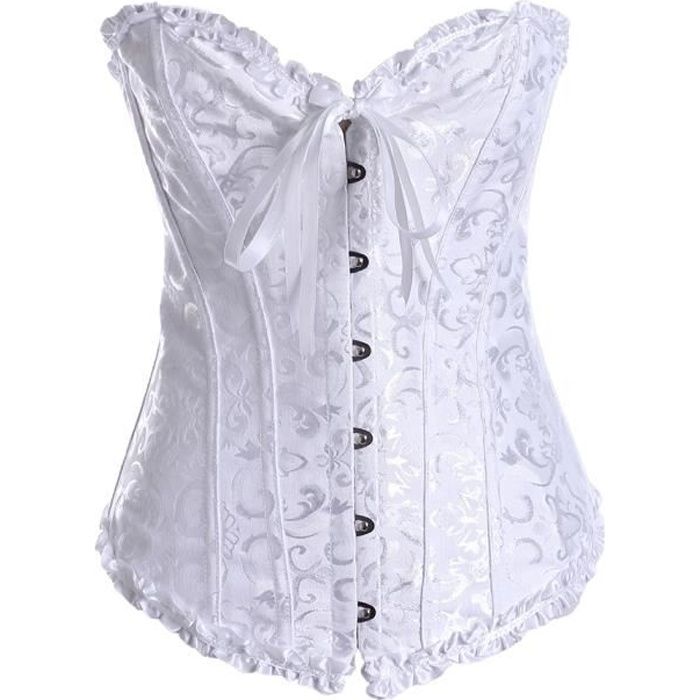 Femme Corset Jacquard Lacets Chic Grande Tailles Bustier PushUp