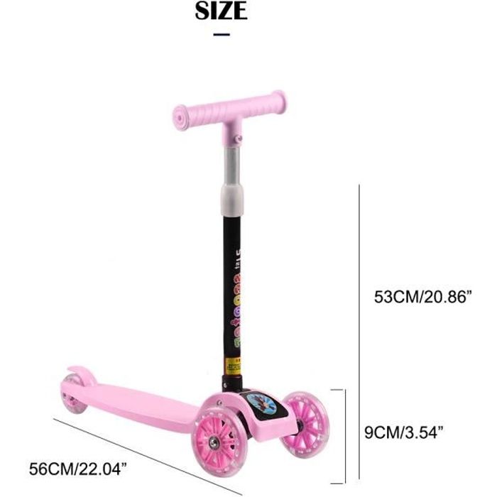 Staro Trottinette 3 Roues Lumiere Led Rose Motif Dessin Enfant 4 5 6 7 8 9 10 Ans Hauteur Reglable Solide Legere Debutant Fille Achat Vente Staro Trottinette 3 Roues L Cdiscount