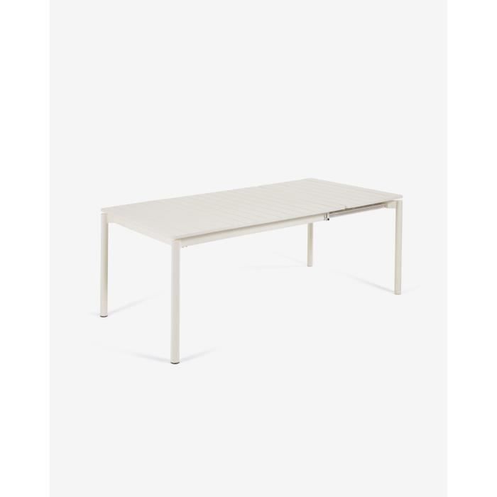 table de jardin extensible coloris blanc mat en aluminium - longueur 140 - 200 x profondeur 90 x hauteur 75 cm