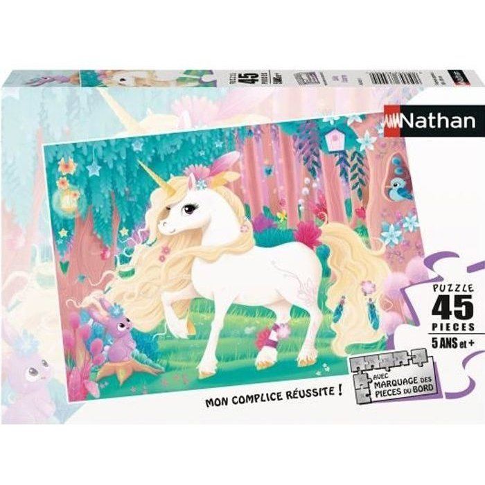 Puzzle enfant 45 pièces Jolie licorne Nathan - Poster inclus - Thème fantastique - Mixte - A partir de 5 ans