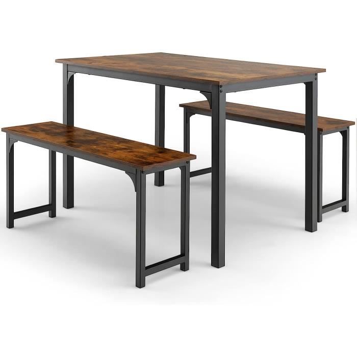 SDHYL Ensemble de table à manger pour 4, Ensemble de table de cuisine et chaises, Ensemble de 4 pièces avec deux chaises et un banc, Ensemble de table de cuisine pour salon