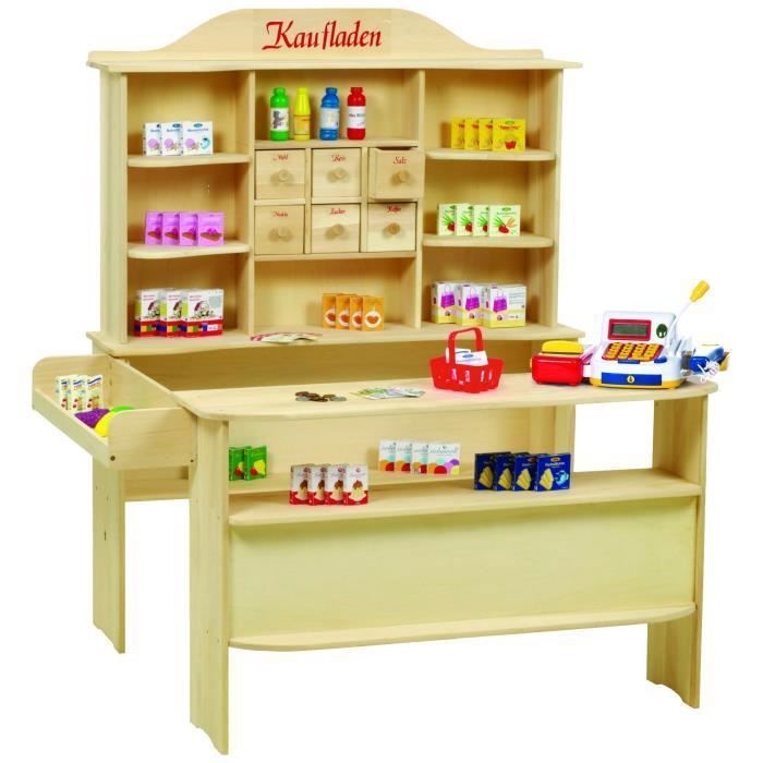 ROBA Grand Marché en bois avec Caisse Électronique et Accessoires - Naturel ROBA Grand Marché en bois avec Caisse Électronique et Accessoires - Naturel