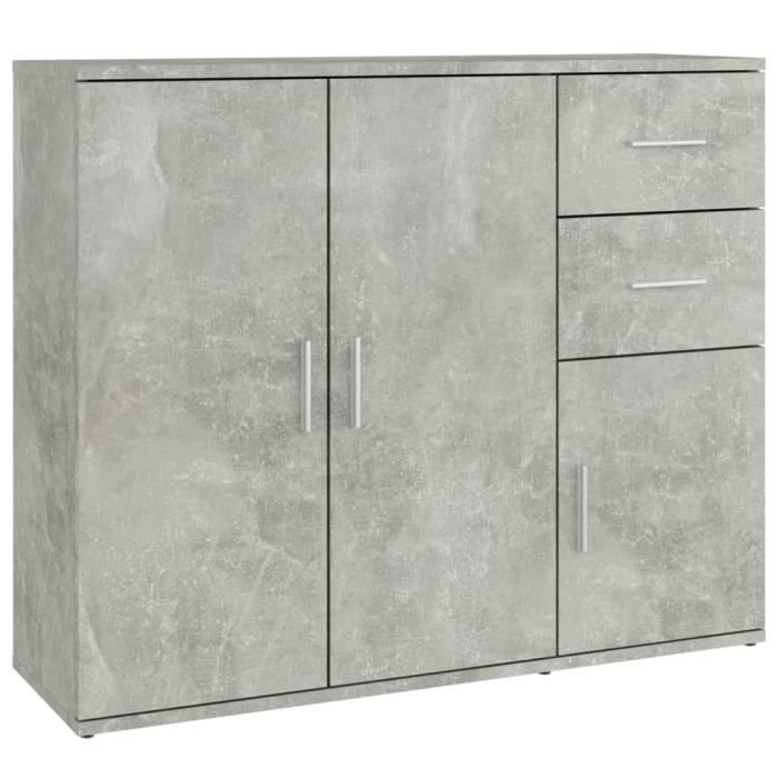 Buffet - SALALIS - Modèle SP135436 - Gris béton - Bois dingénierie - 91x295x75 cm