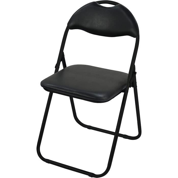 lot de 4 chaises de bureau pliantes avec assise rembourrée et revêtement en pvc noir, 45 x 45 x 78 cm[j671]