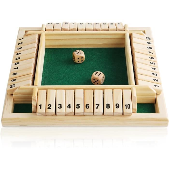 Shut The Box En Bois - Jeu De Dés Pour 1 à 4 Joueurs - Version Familiale