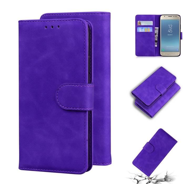 Housse Étui pour Samsung Galaxy J3 2017, PU Cuir et Silicone
