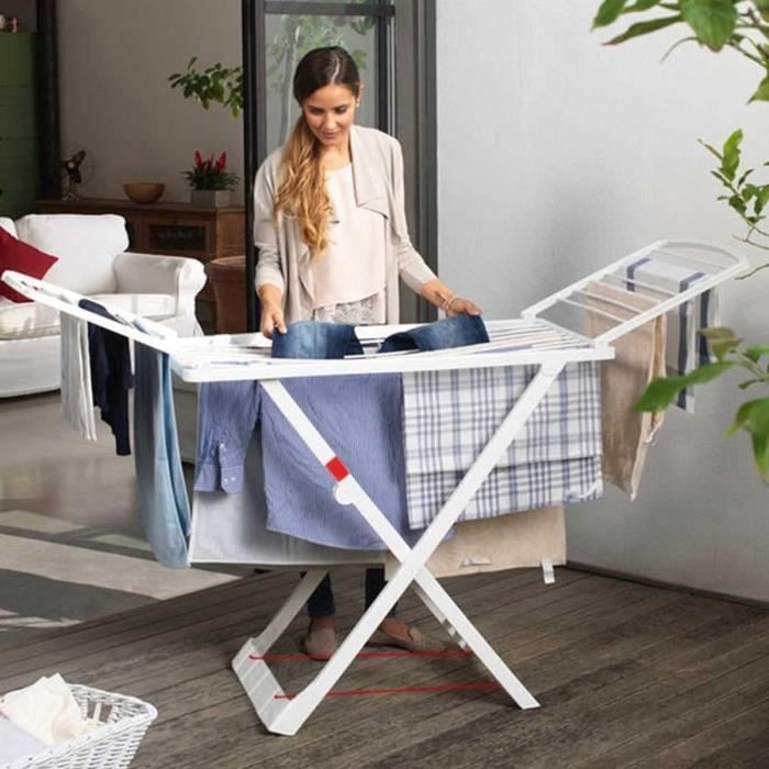 Séchoir à Linge Pliable Dekohome - 20m Surface - Résine Résistante UV - Blanc