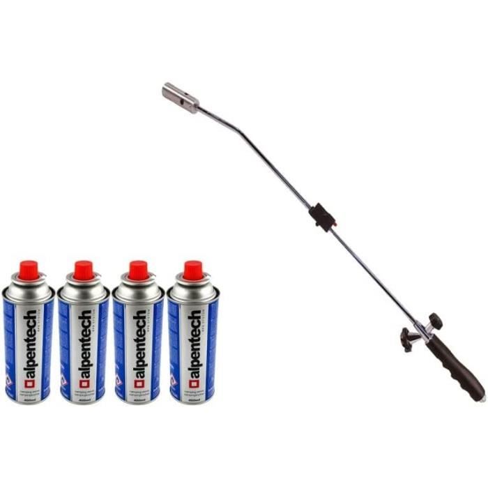Désherbeur Thermique KZ GARDEN Chalumeau Gaz + 12 Cartouches Butane - Éliminez Les Mauvaises Herbes Facilement