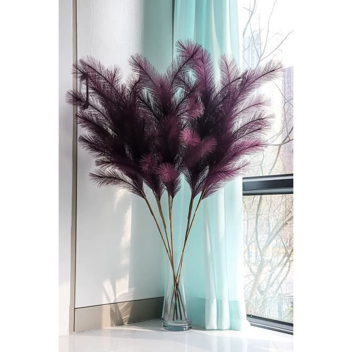 2 Fausses Herbes De La Pampa Rouges - 17 Pouces (43 Cm) - Décoration Maison Et Mariage