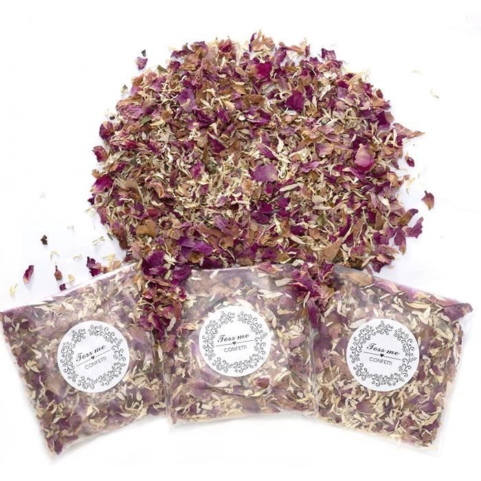 Lot De 12 Cornets Confettis De Mariage Avec Pu00e9tales De Fleurs Su00e9chu00e9es Rose Bleuet Soucis - Pour Mariage Bohu00e8me Champu00eatre, Cu00f4ne Du00e9ja Roulu00e9 En Feuille