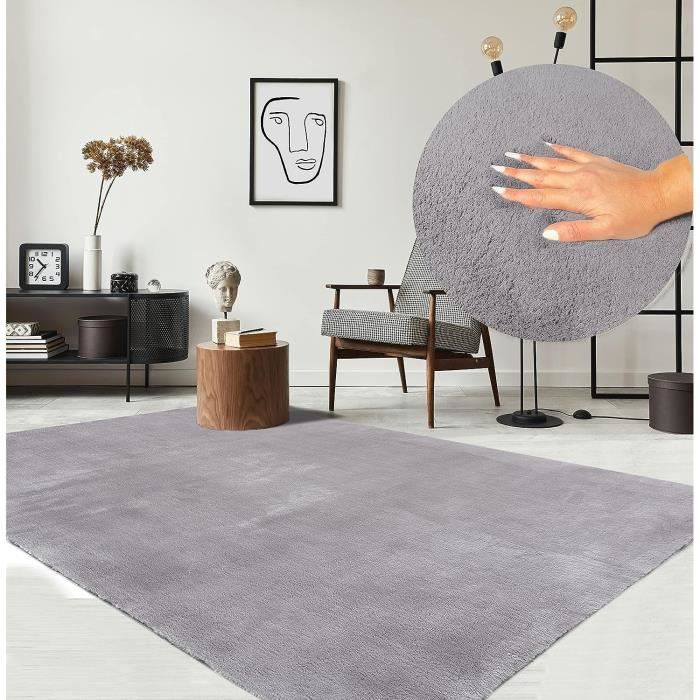 Tapis Moelleux - THE CARPET - Relax - Antidérapant - Lavable - Gris - 120x160 cm
