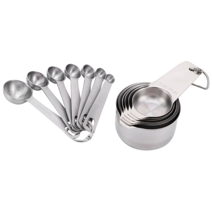 Set De 4 Cuillères Doseuse Acier Inoxydable - 1/4 C.à Café à 1 C.à Soupe