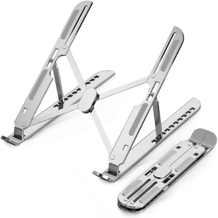 Support Pour Ordinateur Portable Réglable 10 Niveaux - Aluminium, Pliable Et Anti-dérapant (max 10kg)
