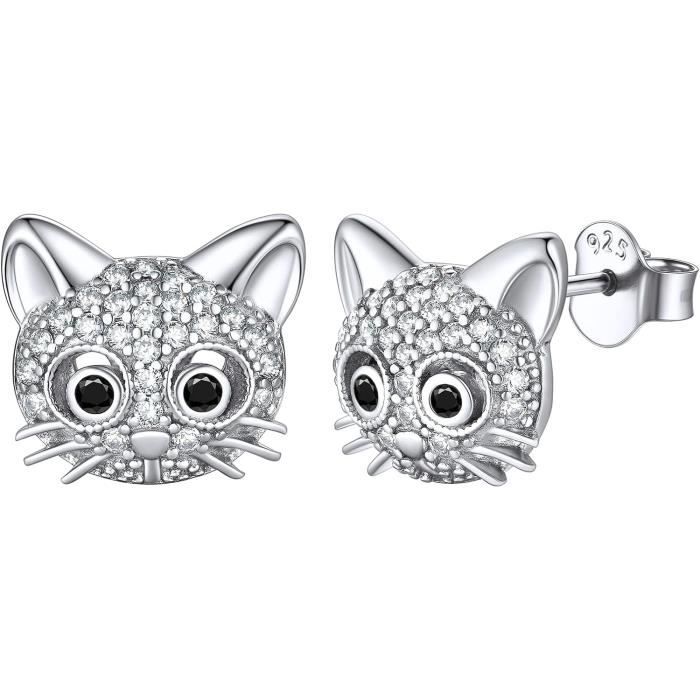 Boucles D'oreilles Animaux Argent Clou Puces Doreilles Chat