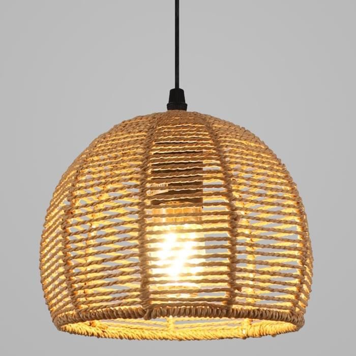 Suspension Vintage Riserva En Rotin – Lustre E27, Style Rétro, 20 Cm