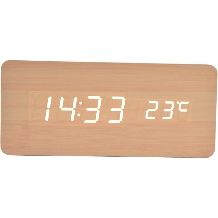 Réveil numérique, affichage numérique de la température, humidifier, horloge de surveillance, couleur blanche, design simple, mini panneau spécial, horloge électronique pour usage domestique