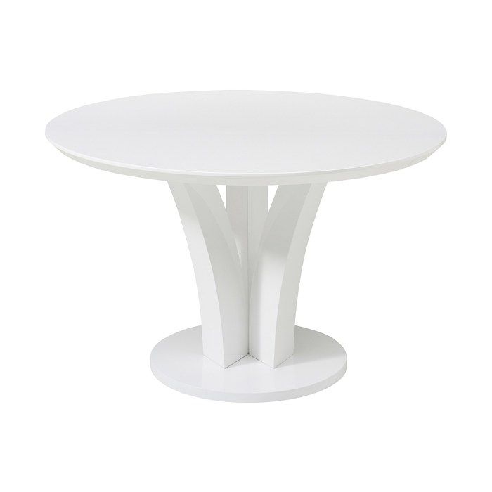 Table à manger ronde 4 personnes en MDF - Blanc laqué - VIALETA