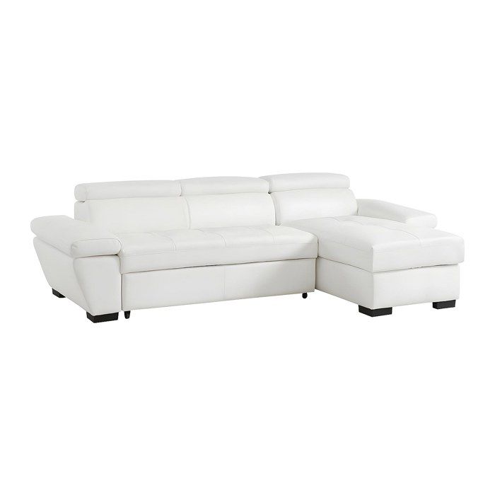 Canapé dangle convertible en cuir JONOVA - Blanc - Angle droit