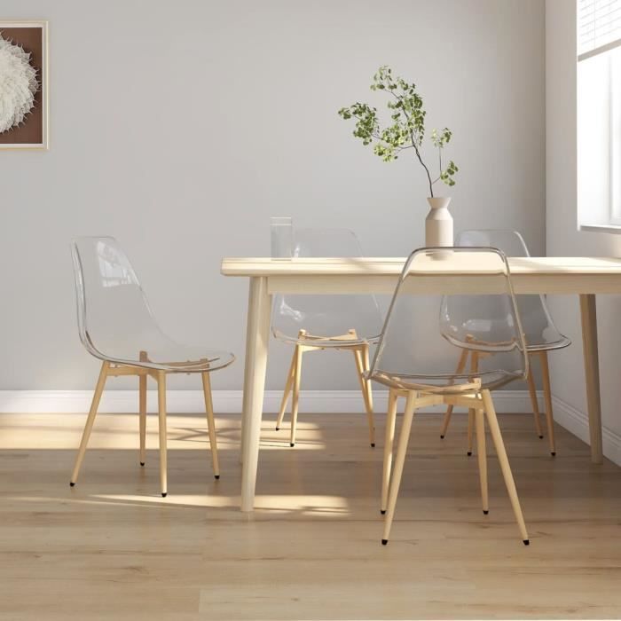 SALE 2024 Chaises à manger lot de 4 Transparent PET Pour Saloncuisine 46 x 52 x 84 cm 10217Kg