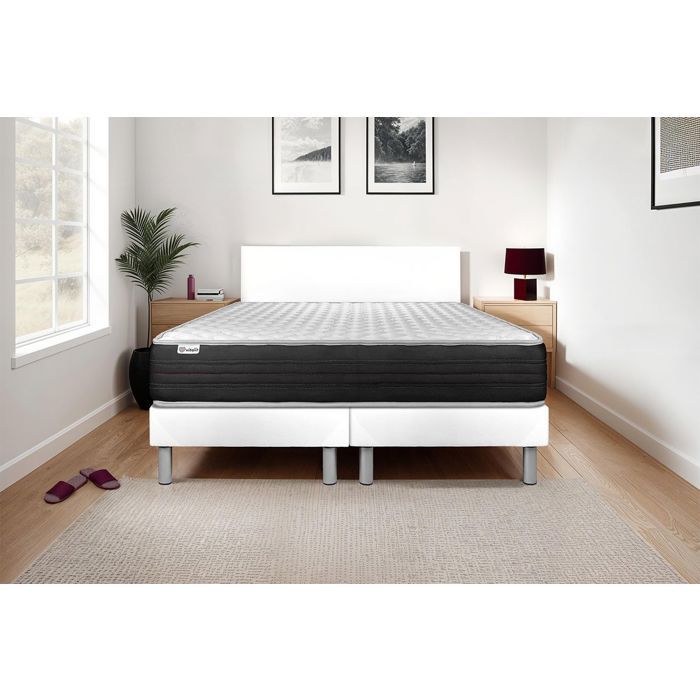 Ensemble Matelas Sommier 160x200 cm - 2 Sommiers Blanc - Vitalmemo One Blanc
