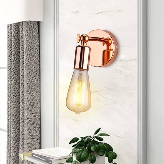 UNI Lampe Murale Vintage Industrielle E27 Luminaire avec Rotation à 180 Degré Doré Rose 3PCS UNI Lampe Murale Vintage Industrielle E27 Luminaire avec Rotation à 180 Degré Doré Rose 3PCS