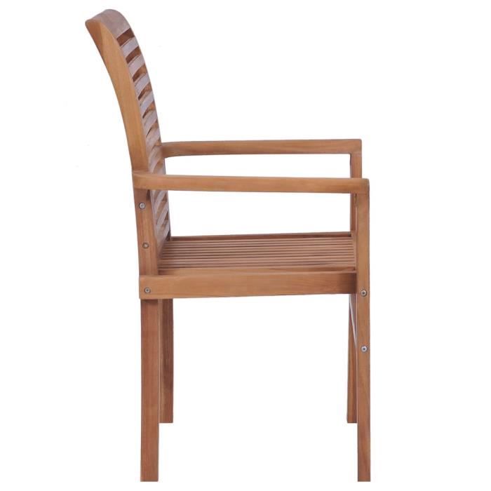 chaises de salle à manger empilables en bois massif - yosoo - lot de 4 - marron - couleur chaude